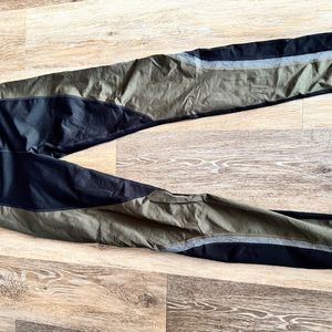 Athleta Black and Green Joggers with Color-Blocked Design